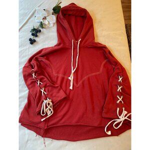 POL Burnt Orange LaceUp Sleeve Hoodie Sweatshirt Rare Streetwear Sportswear